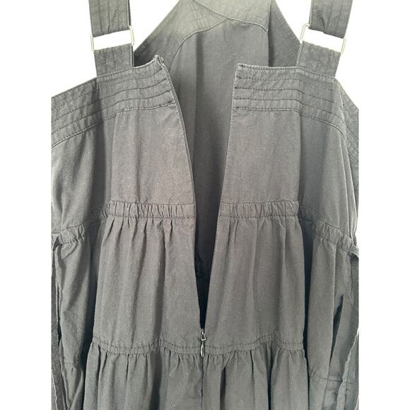 Madewell Dress Womens Size 4 Black Poplin Halter Tiered Criss Cross Midi - Picture 9 of 15